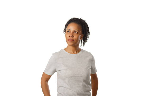 Model with posture convey strategic thinking, with facial expressions reflecting contemplation, upward gaze