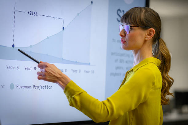 istock Businesswoman giving presentation 2096682624