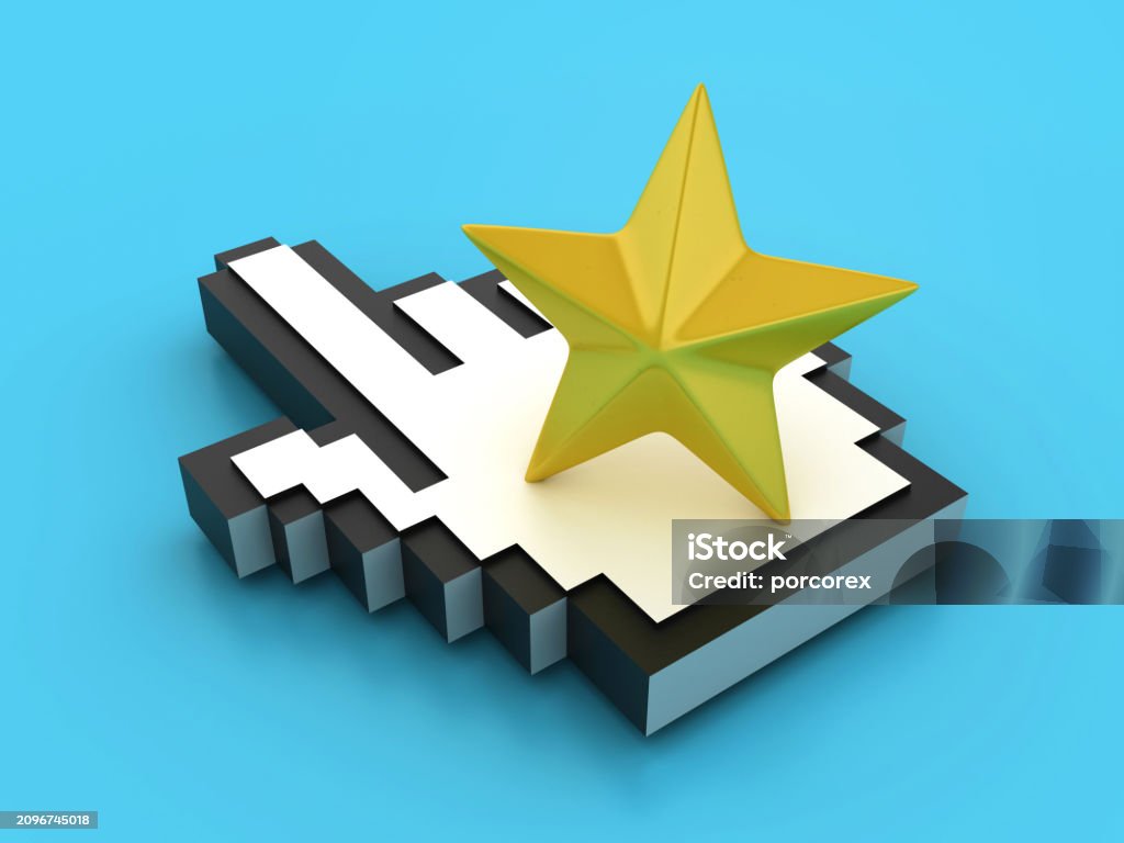 Computer Cursor Star 3d Star With Computer Hand Cursor Stock Photo - Download Image Now ...