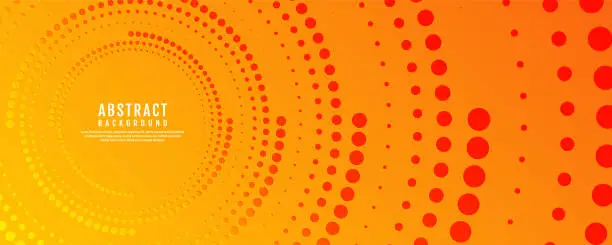 Vector illustration of Orange abstract background on bright space with dotted lines effect decoration. Minimal banner with colorful shapes. Modern graphic design element dots circle style concept for web, flyer, card, or brochure cover