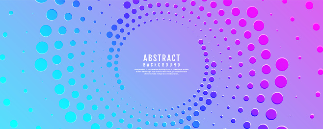 Blue pink abstract background on bright space with dotted lines effect decoration. Minimal banner with colorful shapes. Modern graphic design element dots circle style concept for web, flyer, card, or brochure cover