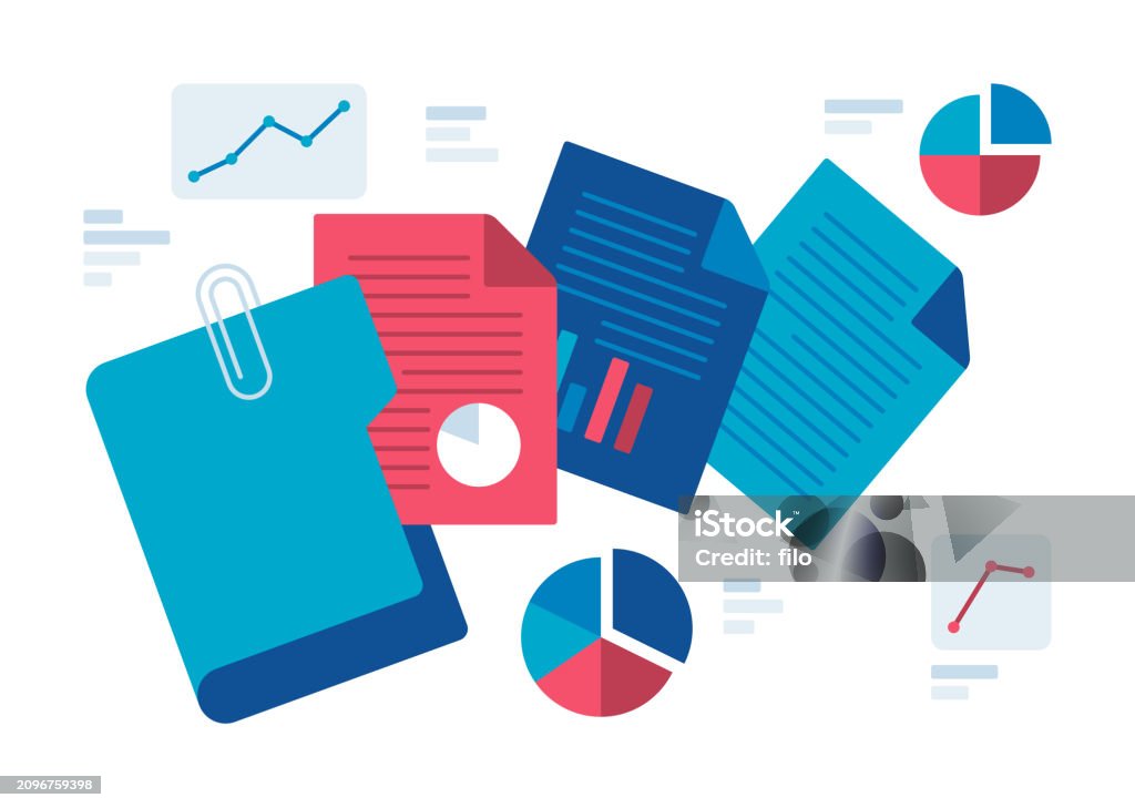 Folder Stats File Report Data Folder Statistics Concept Stock Illustration ...