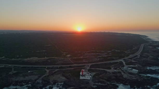 istock Awesome golden sundown seashore horizon drone view. Orange sun move down shore 2096762017