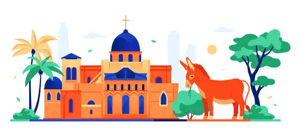Vector illustration of Israel national cathedral - modern colored vector illustration
