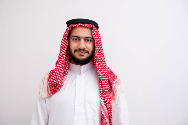 Isolated arabic muslim male wearing thawb