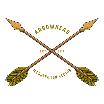 Vintage Retro Crossed Arrow Arrowhead for Hunting Adventure Illustration Vector
