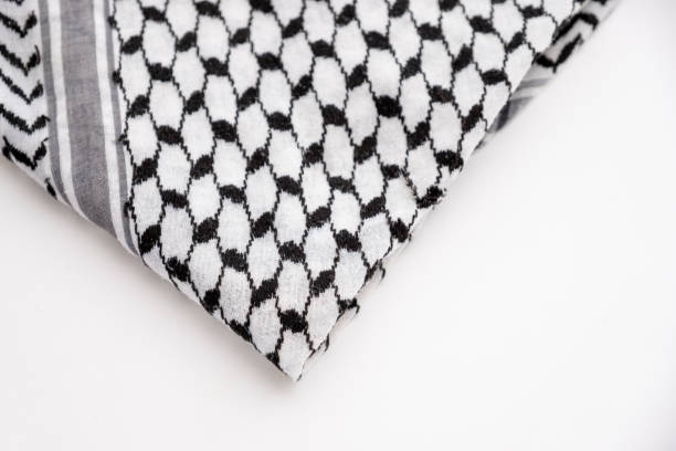 Palestine keffiyeh on white background  isolated with mock up and copy space