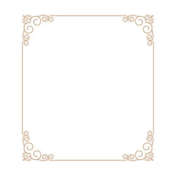 Vector illustration of Vector thin gold beautiful decorative vintage frame for your design.