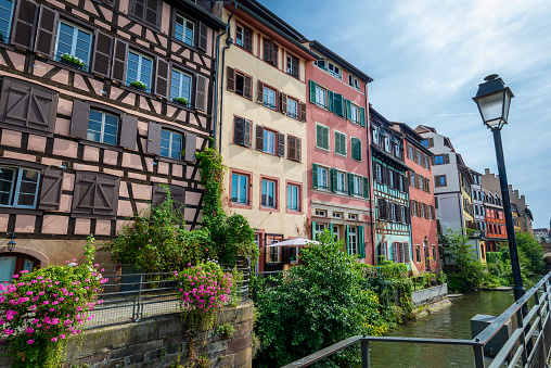 Colorful houses in the Petite France, a Little Venice district in Strasbourg, France