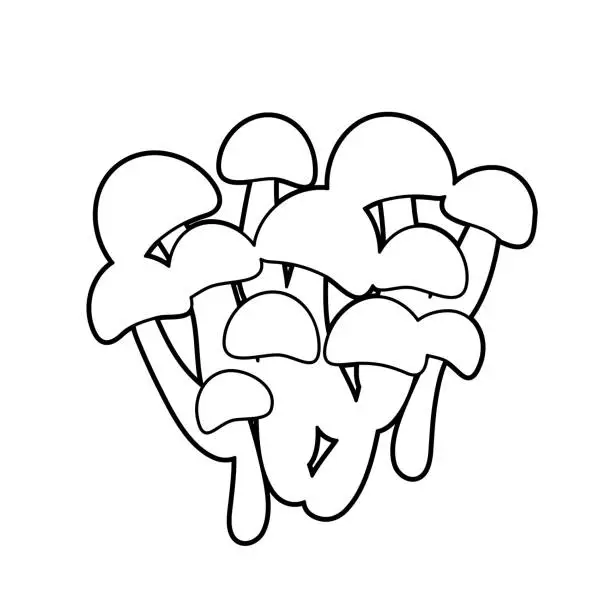 Vector illustration of Shimeji mushroom