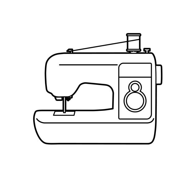 Sewing machine front vector art illustration