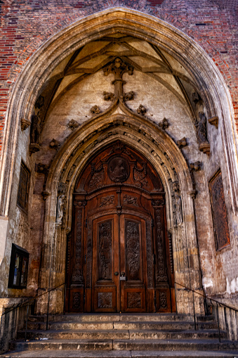 Gothic door of the FrauenKirche in Munich, Germany