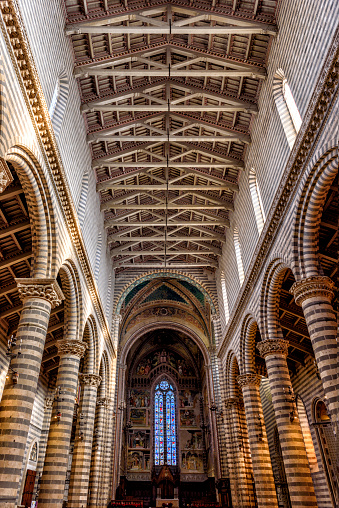 The interior of the gothic dome of Orvieto, Italy