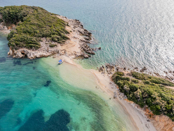 istock Sandy spit connects Ksamil Islands on the Albanian Riviera 2096859779