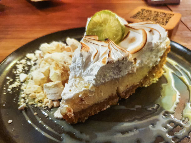 istock Delectable slice of lemon meringue pie on plate 2096865930