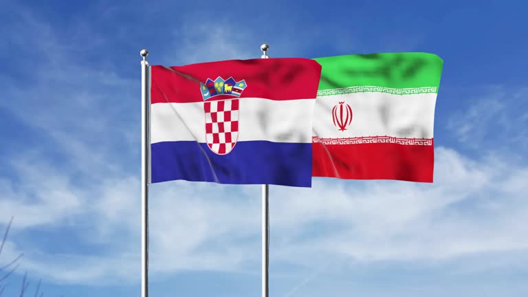 CROATIA Flag and Iran Flag