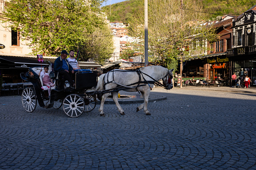 Horse drawn carriage in the Old Bazaar of Prizren, Kosovo