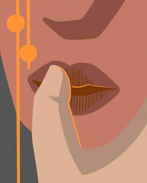 istock man's finger on woman's lips, sex, love, passion 2096907026