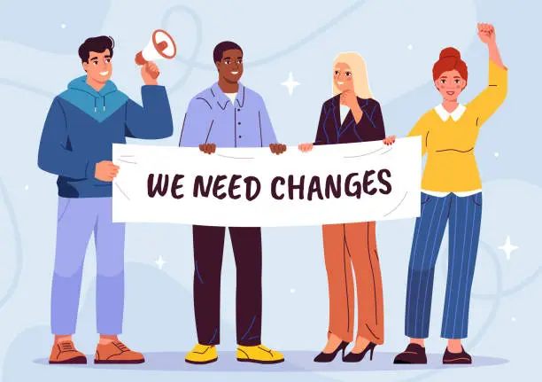 Vector illustration of We need changes vector poster