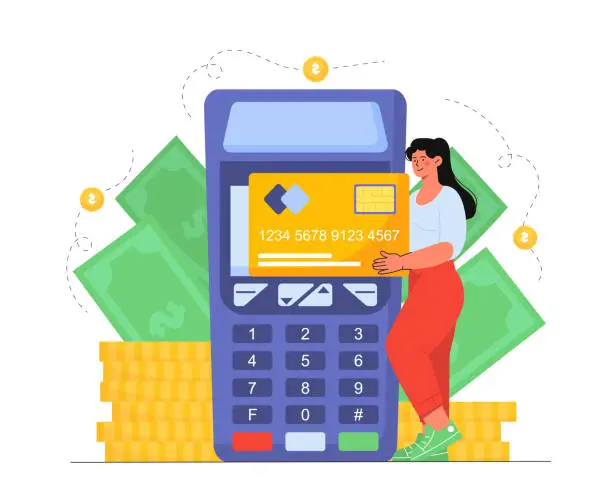 Vector illustration of Woman with credit card vector