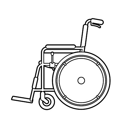 wheelchair. Normal type and self-propelled type. Sideways.Vector illustration that is easy to edit.