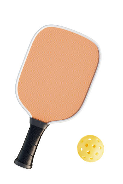 istock Pickleball racket and ball on isolated background. 3d rendering 2096947216