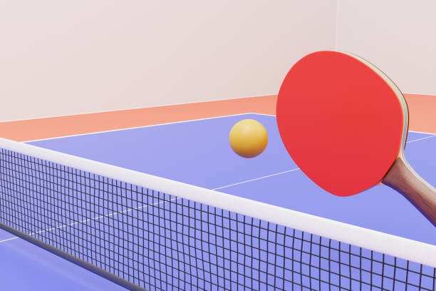 Isolated Ping Pong Paddle with Ball