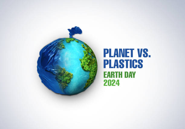 Planet vs. Plastics , Earth day 2024 concept stock photo