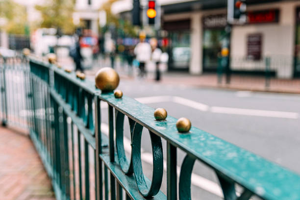 Puerto Plata, Dominican republic: elegant 19th century wrought-iron railing in Caribbean colors - photo by M.Torres