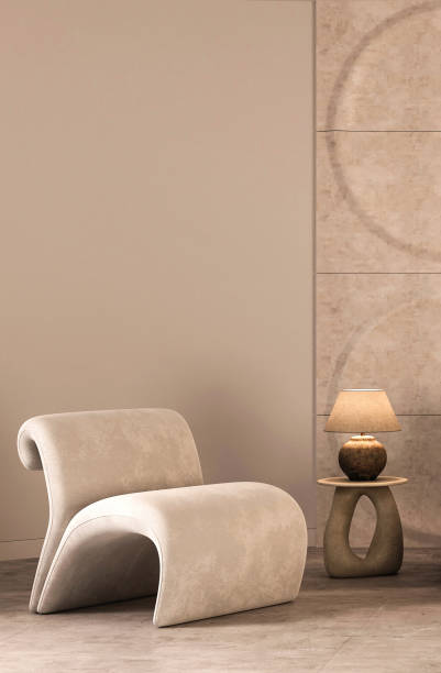 istock Sculptural chair in modern minimalist interior with elegant lighting 3d render 2096988981