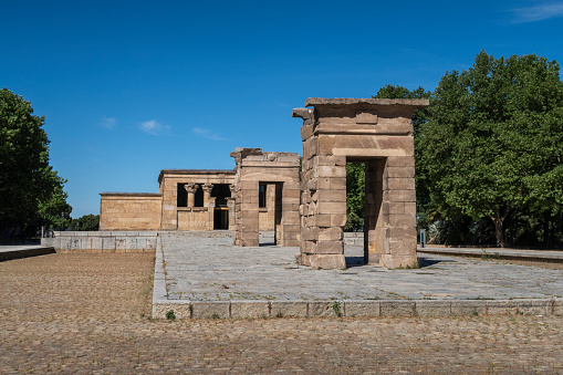 Templo de Debod in Parque del Oeste in Madrid Spain dates back 2,200 years. It was sent, block by block, by the Egyptian government in 1968
