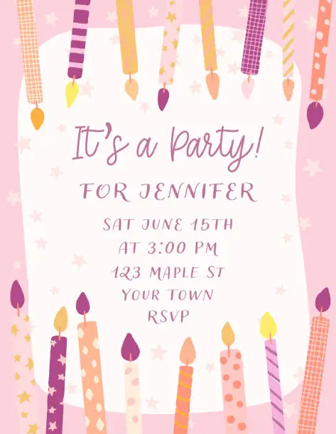 Vector illustration of Cute Birthday Party Invitation Template