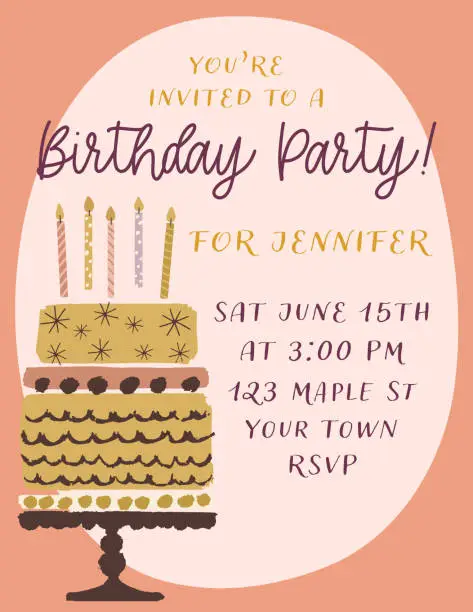 Vector illustration of Cute Birthday Party Invitation Template