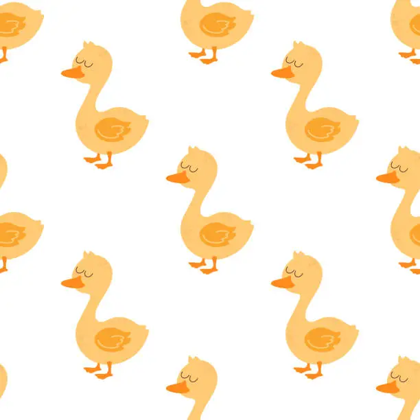 Vector illustration of seamless pattern with cartoon duck