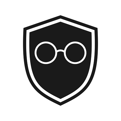Shield icon with glasses, illustration