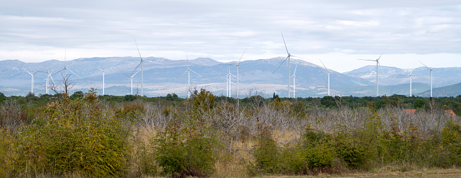 Wind turbines on a wind farm in Dalmatia, Croatia.