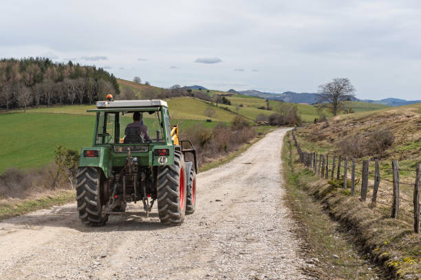Farmer working with his tractor. Navarrese Pyrenees