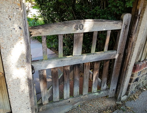 Handmade wooden garden gate.