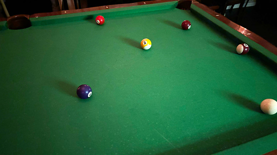 Scattered Pool Balls on Pool Table