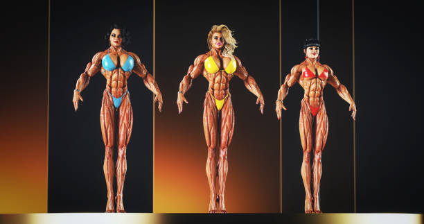 Female Bodybuilders on Stage at Competition