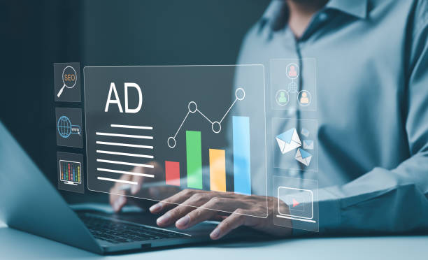 istock Digital marketing strategy analysis concept. Businessman analyzing digital advertising data and SEO metrics on a modern laptop. Commerce online sale, Social media, Email marketing, Customer research, 2097127921