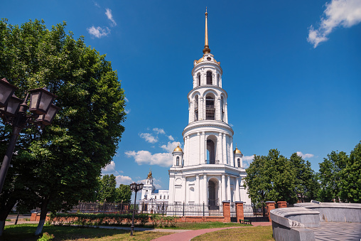 Bell tower of the Resurrection Cathedral in Shuya, Russia.