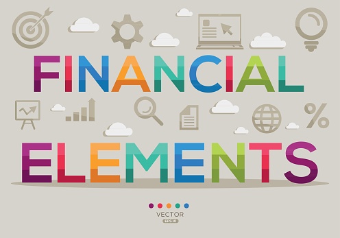 Financial elements Text concept, Vector illustration.