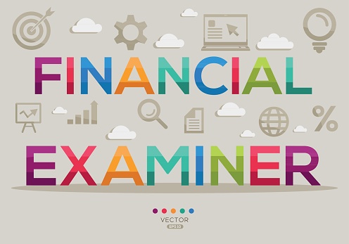 Financial examiner Text concept, Vector illustration.