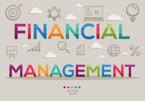 Financial management Text concept. Financial management Text concept, Vector illustration. hoa financial management stock illustrations