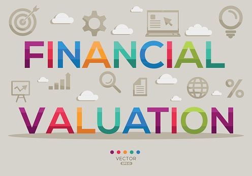 Financial valuation Text concept, Vector illustration.