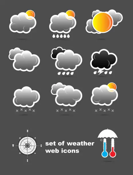 Vector illustration of set of weather web icons