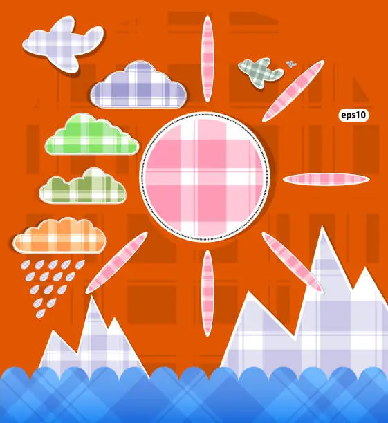 Vector illustration of set of weather items with clouds vector