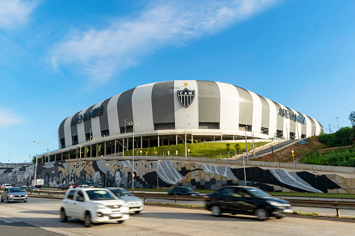 Belo Horizonte. Minas Gerais. Brazil. February 28, 2024. The arena belongs to Clube Atlético Mineiro. Arena MRV, football stadium, located in Belo Horizonte.