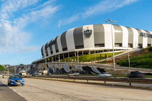 Belo Horizonte. Minas Gerais. Brazil. February 28, 2024. The arena belongs to Clube Atlético Mineiro. Arena MRV, football stadium, located in Belo Horizonte.